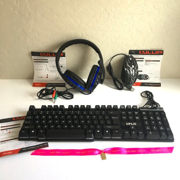 Levlup Other - LVLUP LU745 PRO Computer Gaming Kit Headphones, Mouse, Keyboard Bundle Set